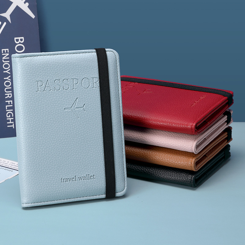 Wholesale of cross-border PU leather card case, passport holder, RFID passport case, Travelwallet multi-functional document bag