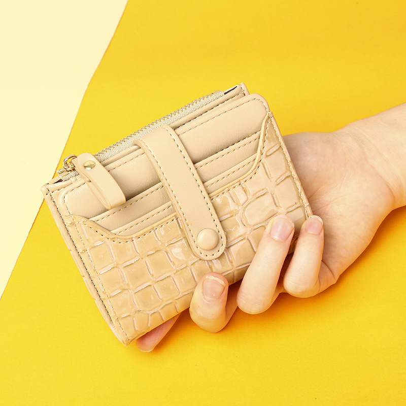 New women's wallet, bank credit card holder, Korean-style contrasting color pu card case, women's thin buckle multi-slot card holder details Picture