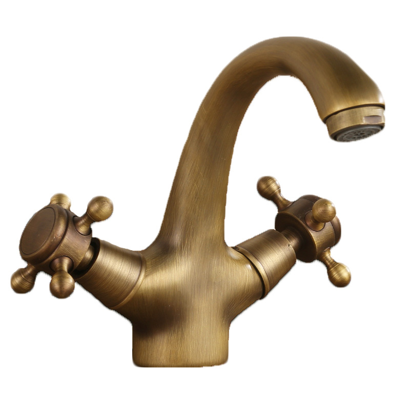 All-copper European-style antique hot and cold water faucet, washbasin, horn faucet, retro kitchen sink, rotatable retro faucet Application Scenario