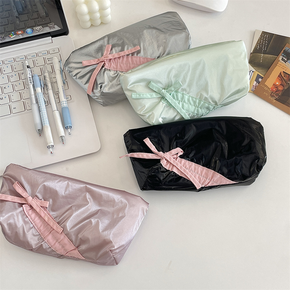 52162 Cute Bow Pen Case for Girls, high appearance level, ins style for students 2025, simple and large capacity Pencil case details Picture