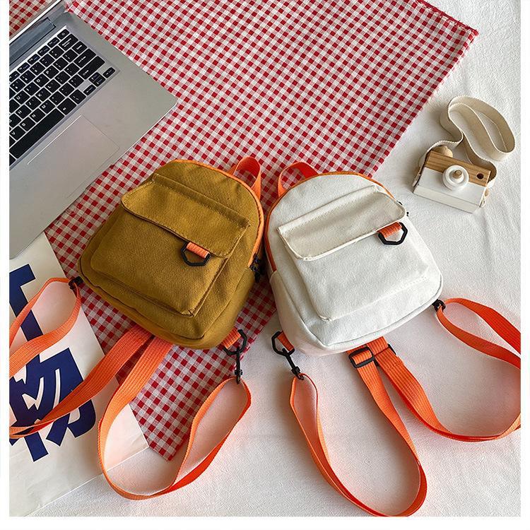 Korean-style casual, simple and retro solid-color Japanese-style canvas backpacks for women, student schoolbags, and a trend of women's commuting small backpacks undefined