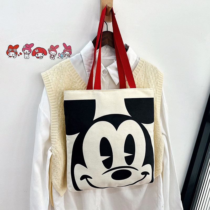 A new 2024 spring collection of cute cartoon color-blocking canvas single-shoulder crossbody change bag for both men and women Specification drawing