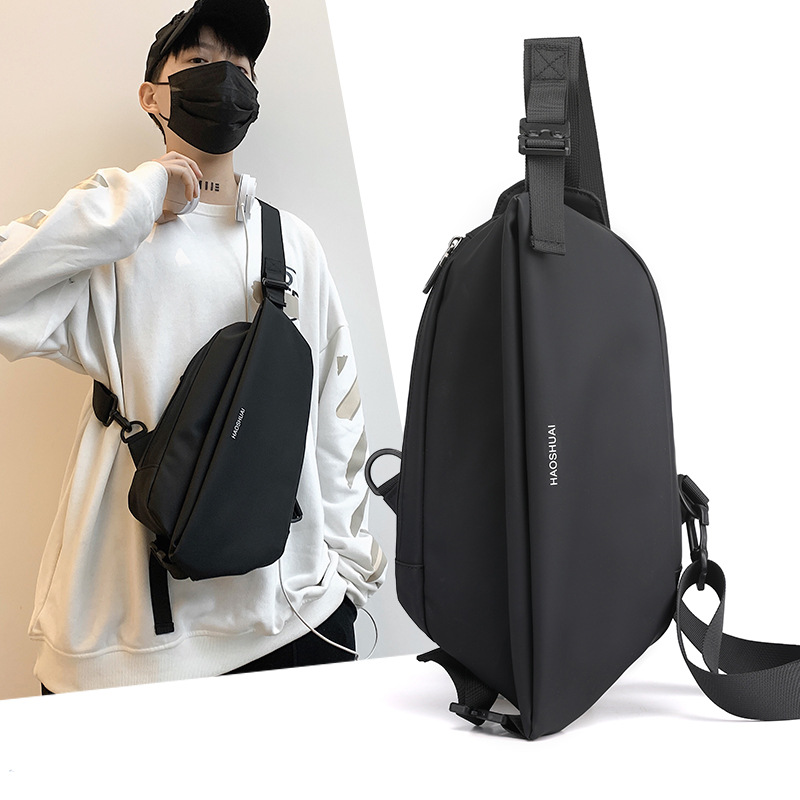 HAOSHUAI's new trendy men's chest bag, fashionable and casual shoulder bag, multi-functional waterproof crossbody bag for cross-border use full figure