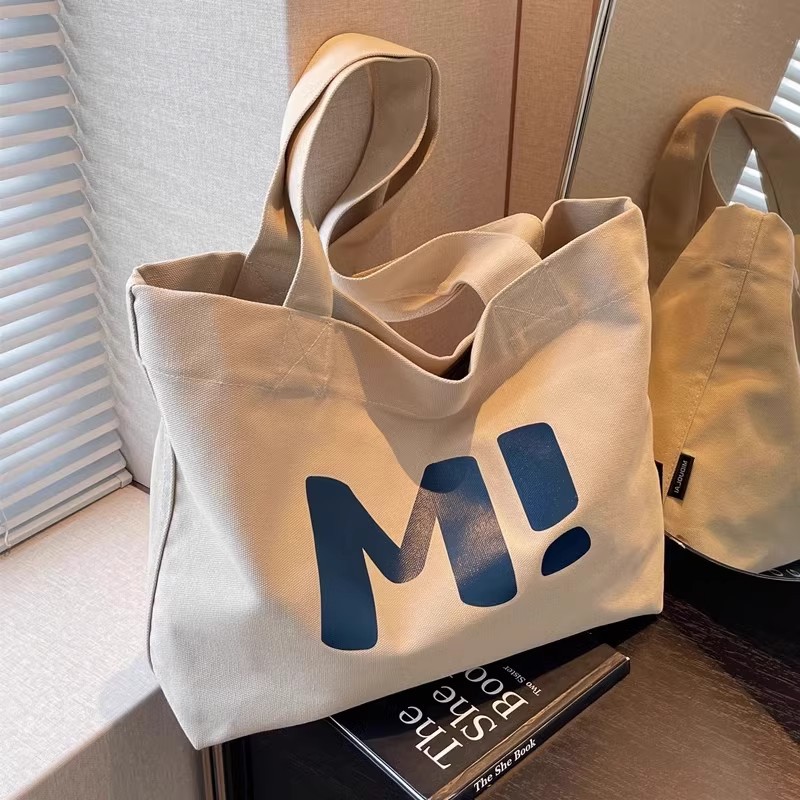 Canvas bag for women, large capacity, sturdy supermarket shopping bag, simple and versatile, 2024 new single-shoulder hand-held tote bag details Picture