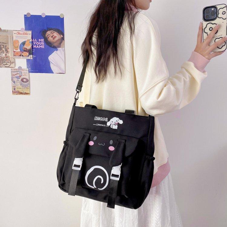 Foreign trade women's bag, large capacity bucket bag, 2024 new style nylon fabric cute cartoon dog shoulder bag, crossbody bag undefined