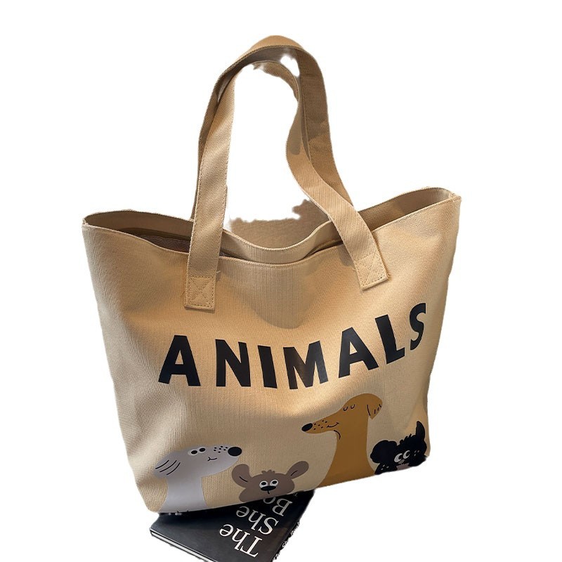 This is a large-capacity 2024 new canvas single-shoulder student commuting and class tote bag with a laid-back style and a high level of appearance Item Picture