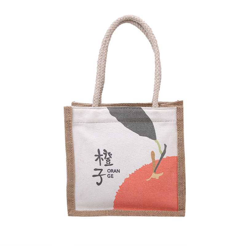 Canvas bag for women, ins Japanese-style personalized printed handbag, Harajuku ulzzang artistic and simple shopping bag, lunch box bag Item Picture