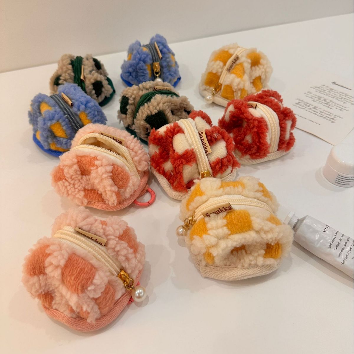 3991 colorful Waffle fleece cute small bag 3D earphone case soft shell Airpods portable storage case Specification drawing