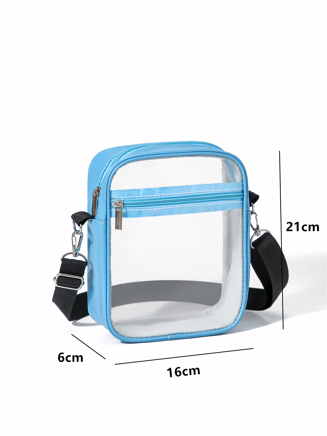 Cross-border transparent PVC single-shoulder crossbody bag, women's ins jelly bag, versatile and simple swimming bag, summer waterproof small square bag detail image 7