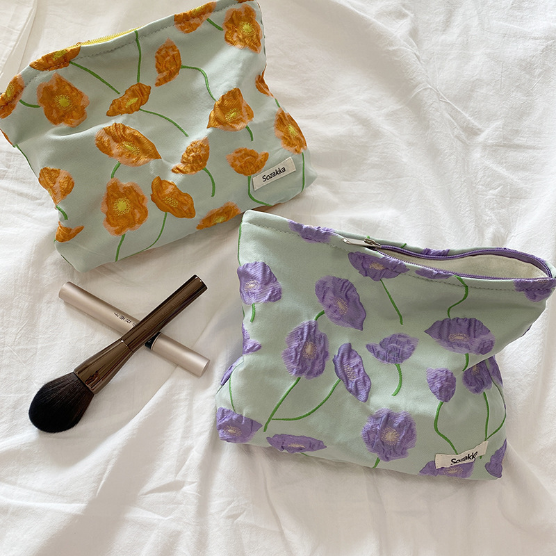 11012 French elegant calla flower makeup bag, skin care products, loose change, hand in hand bag, portable toiletry and storage bag Specification drawing
