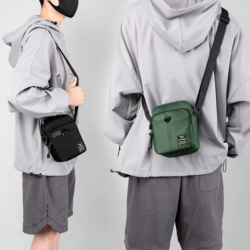 WEPOWER mini crossbody bag, Nylon fabric men's bag, casual functional men's single-shoulder bag, outdoor sports small backpack details Picture