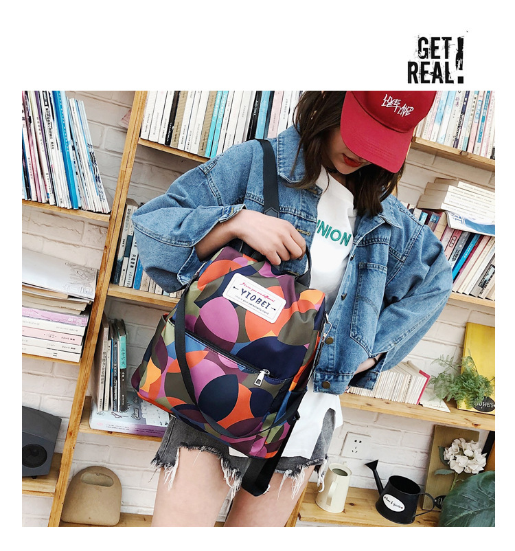 Anti-theft backpack for women 2021 Korean-style bag mixed and matched fashion college style Oxford fabric casual broadband single-shoulder bag details Picture