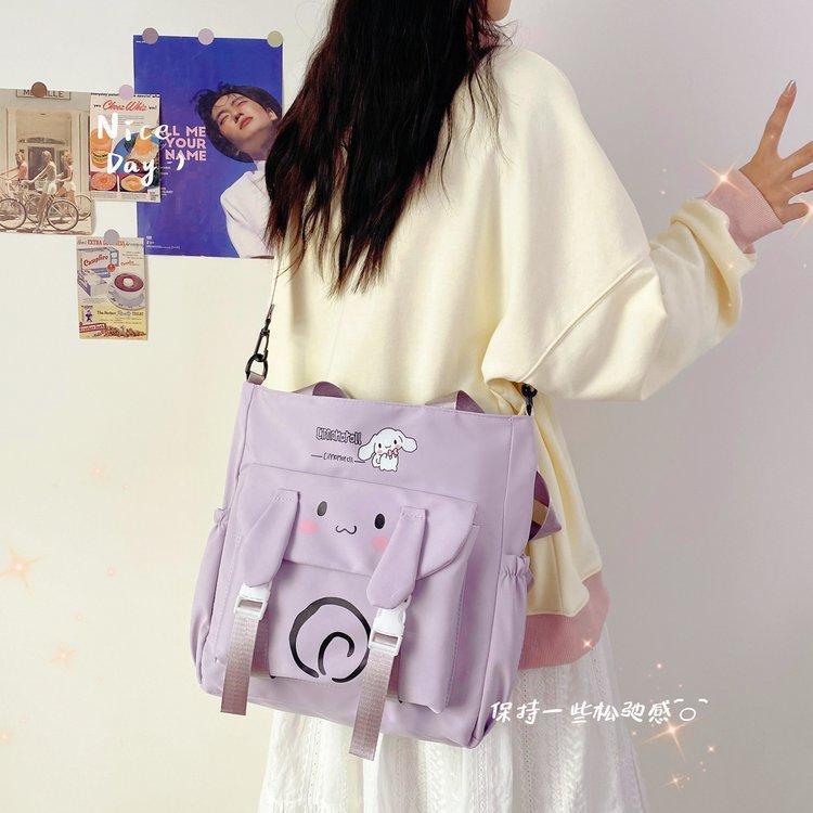 Foreign trade women's bag, large capacity bucket bag, 2024 new style nylon fabric cute cartoon dog shoulder bag, crossbody bag undefined