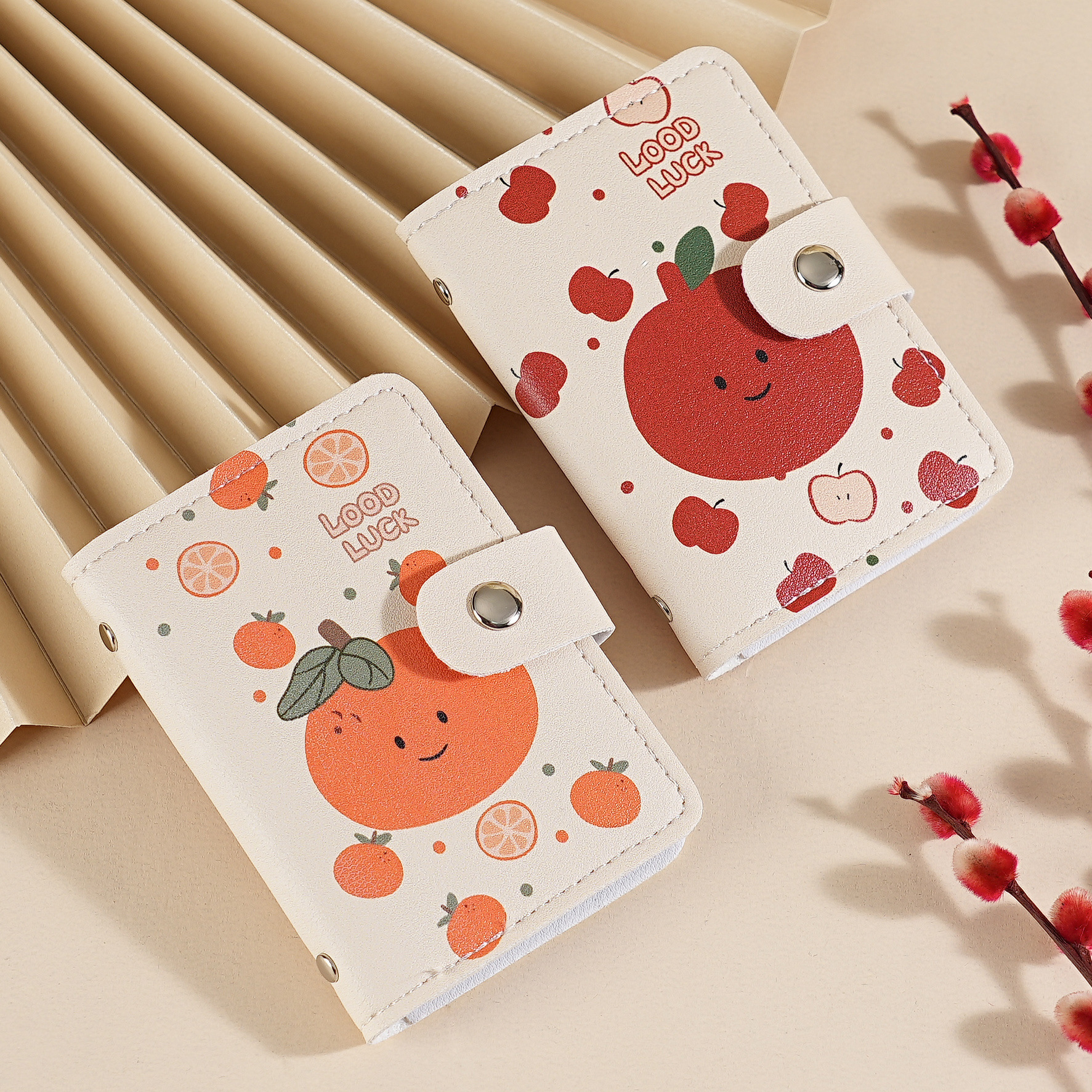 Creative Orange Cartoon card case, lucky change for women, ID card storage bag, anti-demagnetization snap card and ID card all-in-one bag full figure