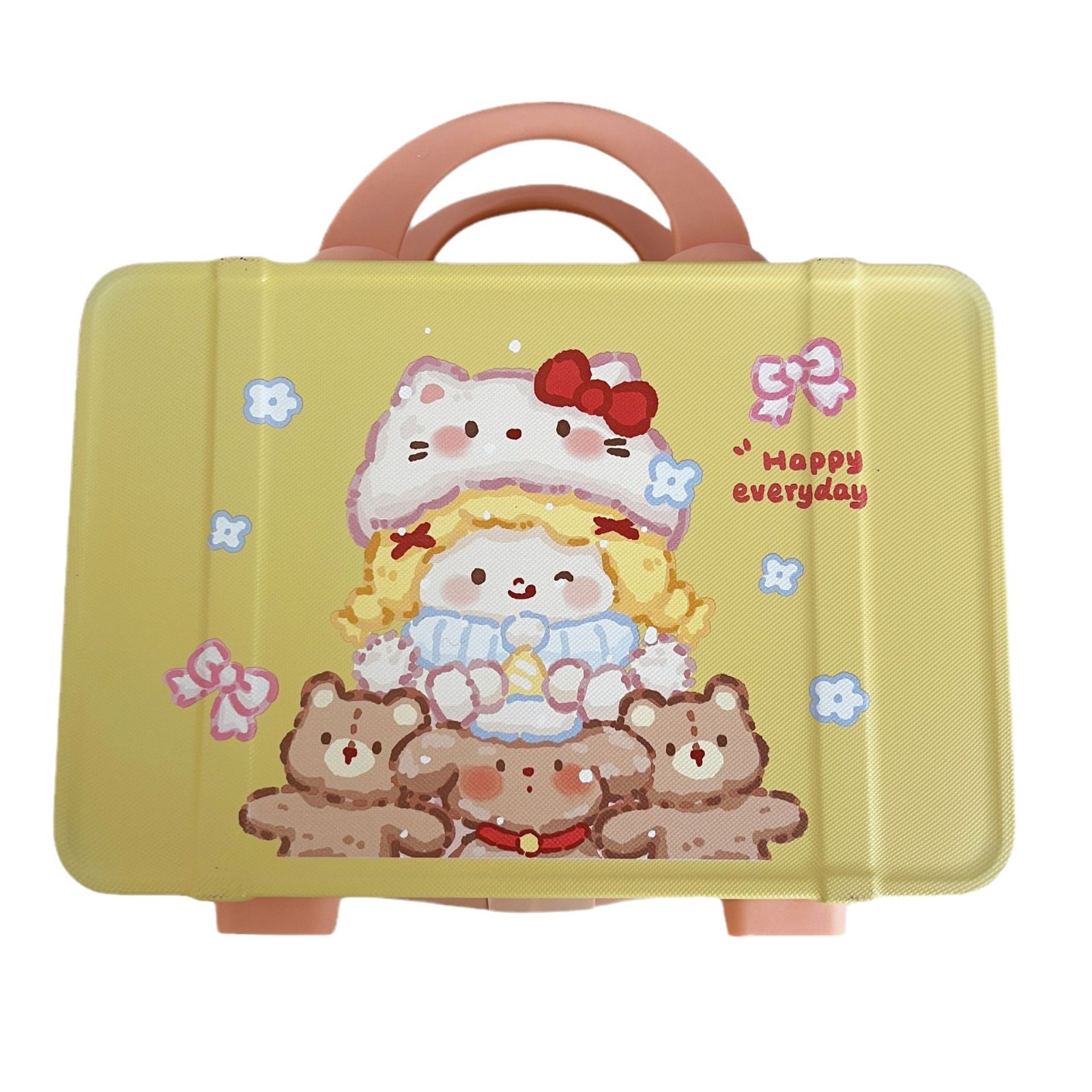 2024 New style carry-on suitcase Cartoon cat makeup bag, large-capacity portable cartoon cosmetics storage box for women Item Picture