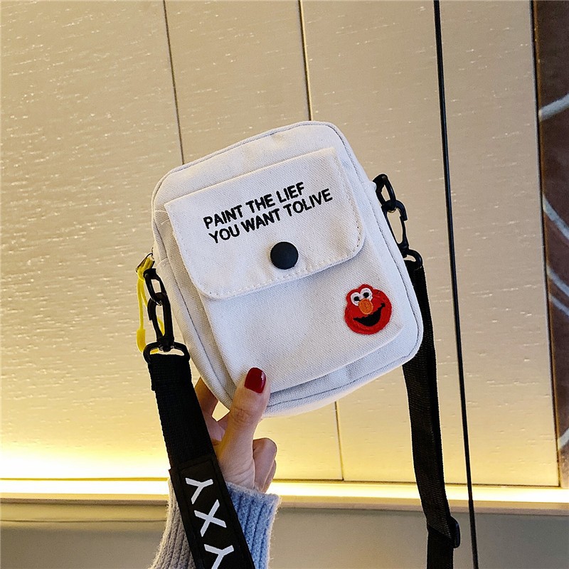 Fashionable canvas crossbody bag 2024 new style casual crossbody bag for students, simple and comfortable small backpack cross-border wholesale Specification drawing