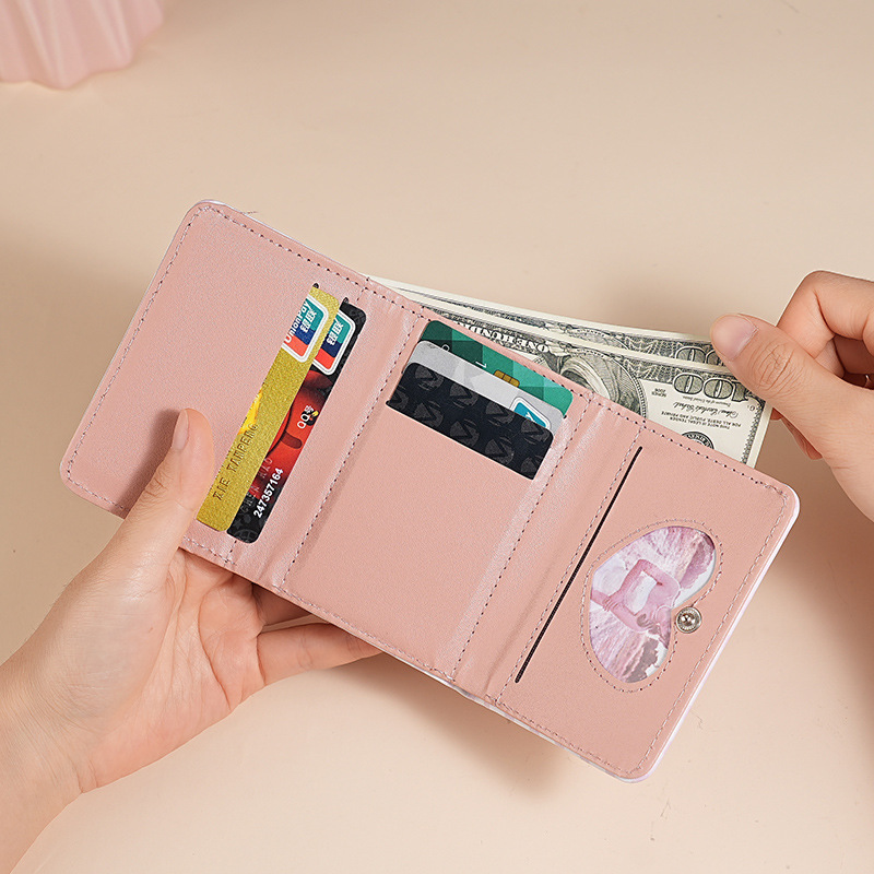 New cartoon regular three-fold wallet, cute and creative portable short wallet for ladies, card case, driver's license integrated details Picture