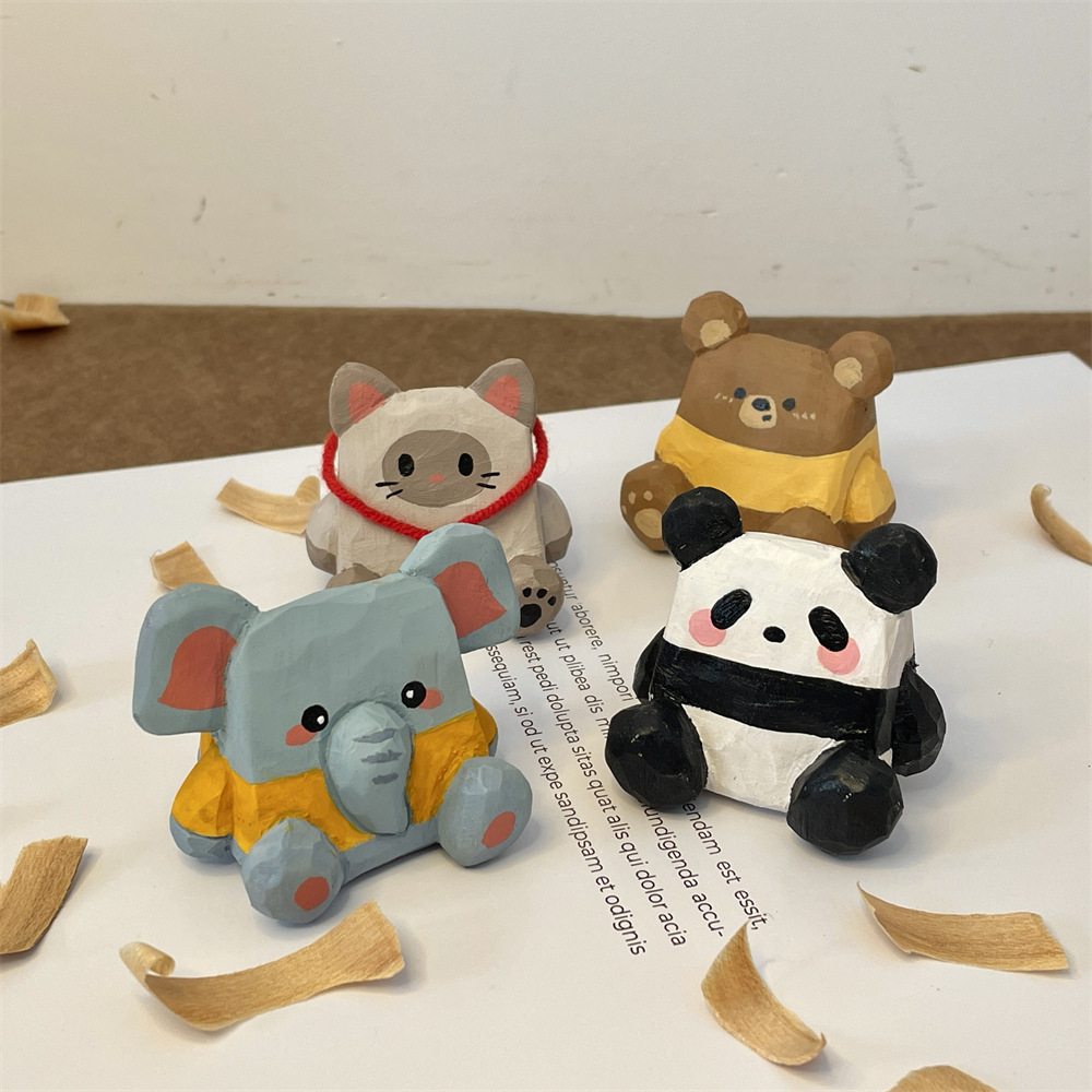 MXX4112A wood-carved rice ball, cute pet pen holder, desktop small decoration, stylus stand, hanging decoration, creative gift full figure