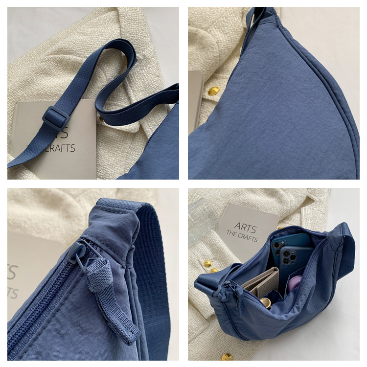 New crossbody bag, women's dumpling bag, nylon simple single-shoulder bag, niche design, trendy women's underarm bag Specification drawing
