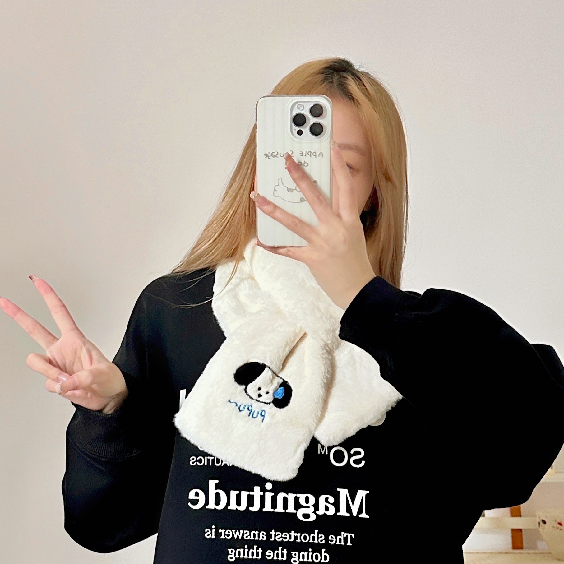 Clearance sale on special offer! Original design of a sweating puppy plush scarf, a thick and warm scarf for female students in autumn and winter full figure