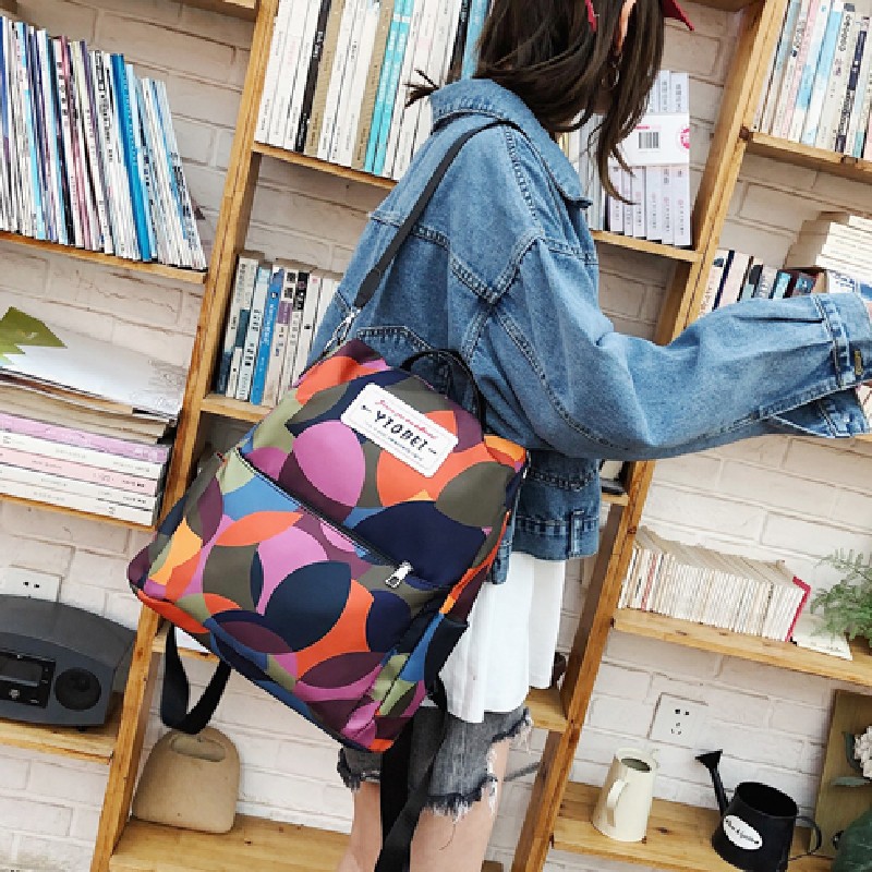 Anti-theft backpack for women 2021 Korean-style bag mixed and matched fashion college style Oxford fabric casual broadband single-shoulder bag Specification drawing