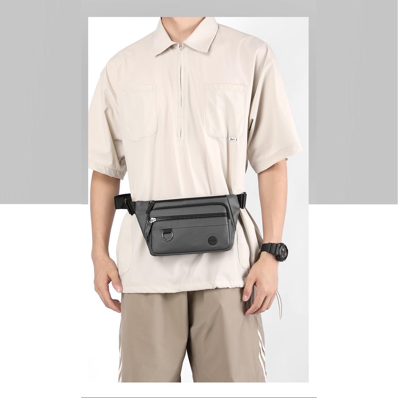 Fashionable waterproof waist bag, men's large-capacity simple cash register bag, outdoor travel crossbody bag, multi-functional fashionable waist bag Application Scenario