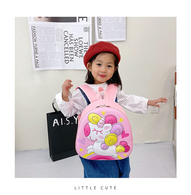 Unicorn Schoolbag, new eggshell bag for kindergarten children, cute cartoon large-capacity backpack for boys and girls full figure