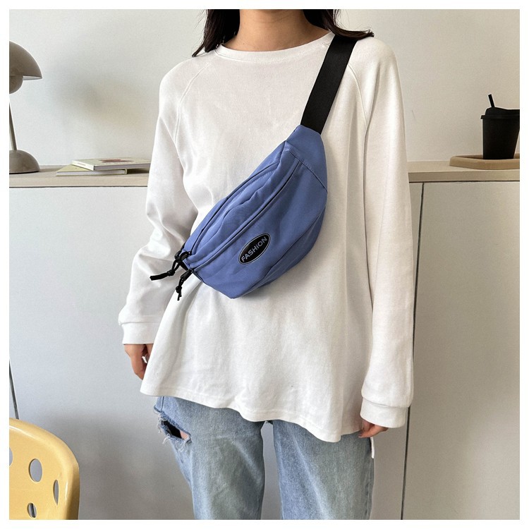 The 2024 new ins casual canvas bag, men's crossbody backpack and women's fitness waist bag are selling well Specification drawing