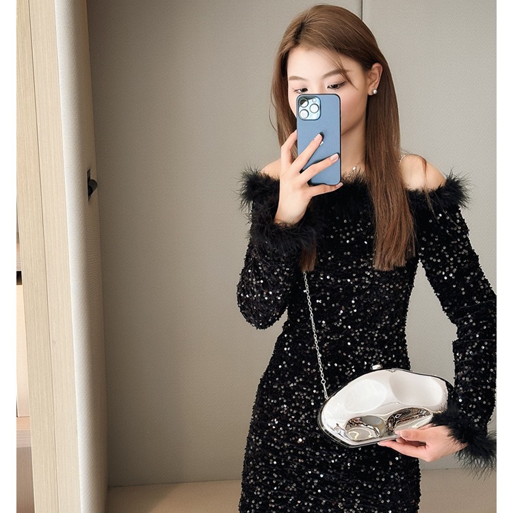 Niche design metal acrylic bag, irregular-shaped stone clutch, 2025 new cross-border fashionable and exquisite small bag details Picture