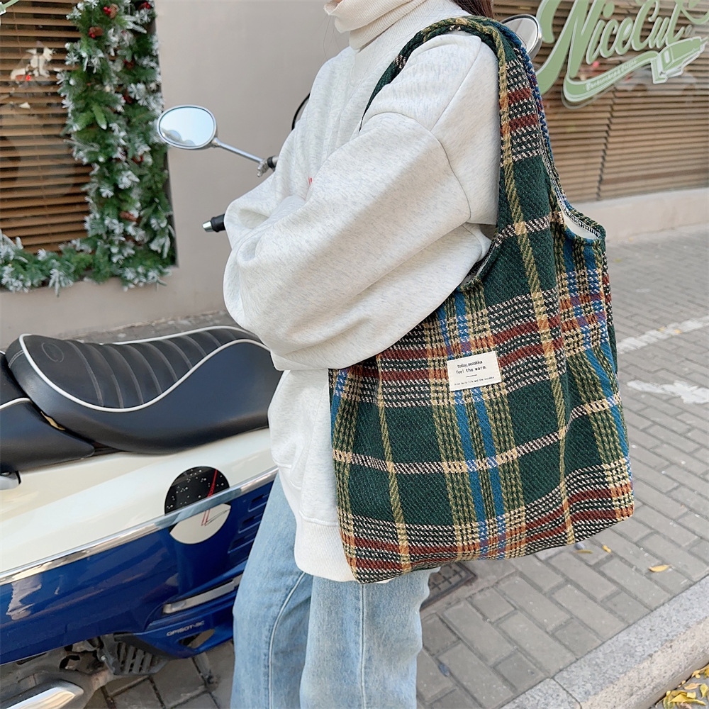 31292 Autumn and Winter woolen single-shoulder bag, retro style, children's class canvas bag, tote bag, large capacity vest bag Specification drawing