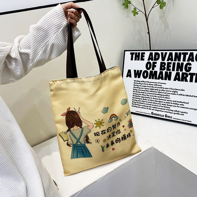 Canvas bags for female students in summer, large-capacity canvas bags, one-piece consignment, large-capacity single-shoulder bags wholesale Specification drawing