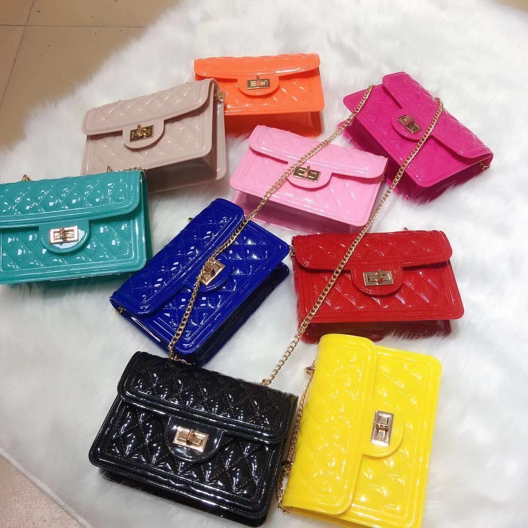The 2025 new spring and summer popular jelly bag, mini bag, internet-famous chain crossbody solid color small square bag from the foreign trade factory Item Picture