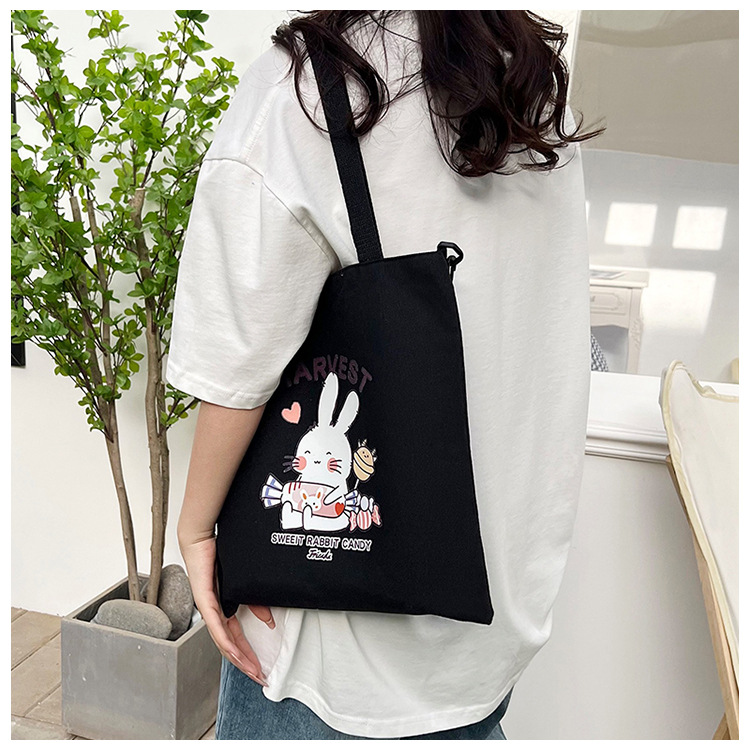 The new Korean-style artistic hand-held student schoolbag, simple and versatile single-shoulder canvas bag, and fashionable crossbody shopping bag are selling well Application Scenario