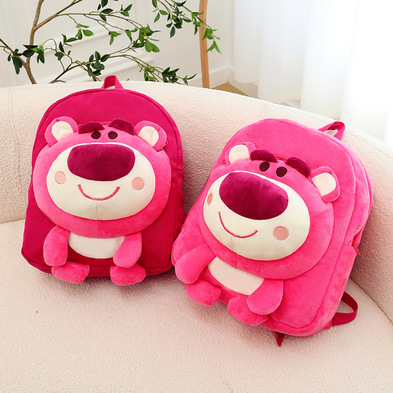 2023 New Japanese-style cute strawberry bear backpack, plush doll doll bag, soft girl backpack and schoolbag Application Scenario
