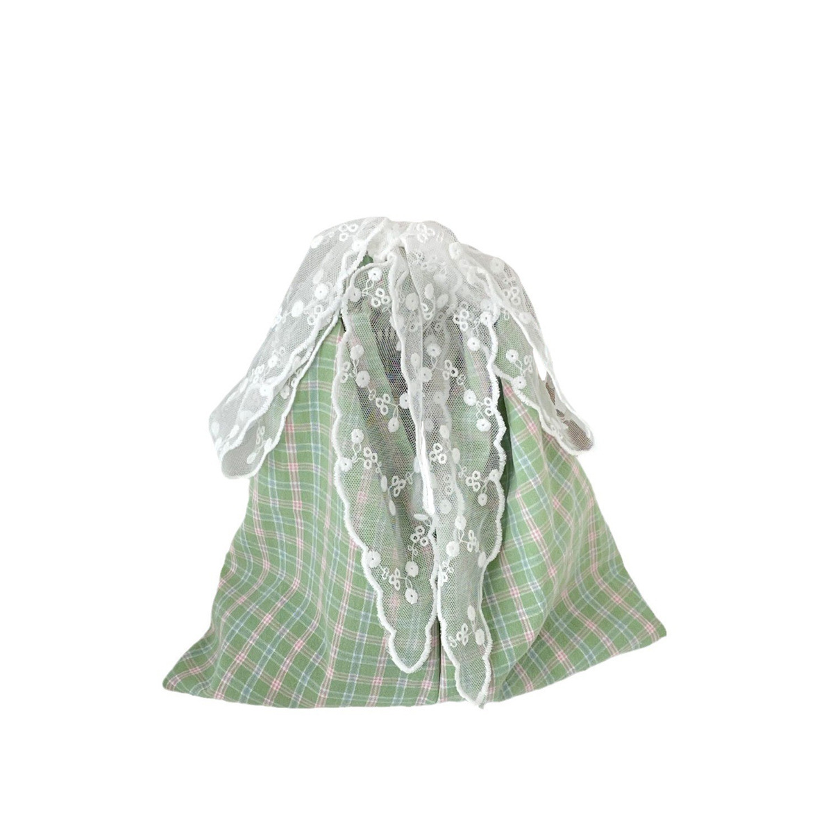 4663 Spring/Summer color Scheme: Small green bag, fashionable hand-held commuting bag, simple checkered lunch box bag, women's hand-held miscellaneous bag Item Picture