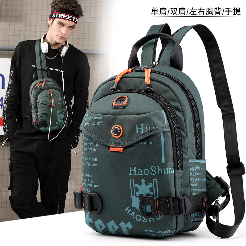 Factory direct sales of new outdoor men's chest bags, multi-functional and fashionable backpacks, waterproof nylon fabric single-shoulder crossbody bags details Picture
