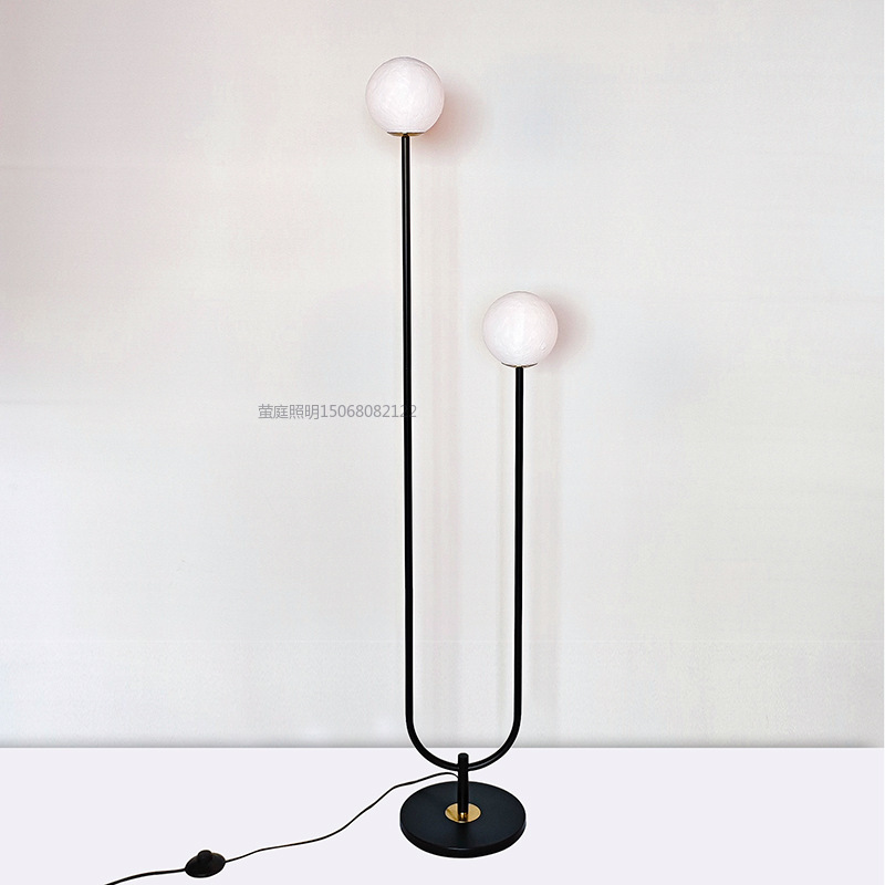 Creative floor lamp, minimalist Nordic-style living room and bedroom, American-style atmosphere, designer's double-head indoor decorative lamp beside the sofa Item Picture