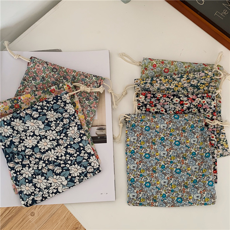 07252 Japanese ins retro style floral print storage bag, candy bag wholesale, portable, casual, versatile and lightweight full figure