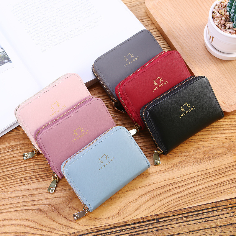 New simple and fashionable organ card case, women's zipper card case, men's and women's card case, driving license case, credit card wallet full figure