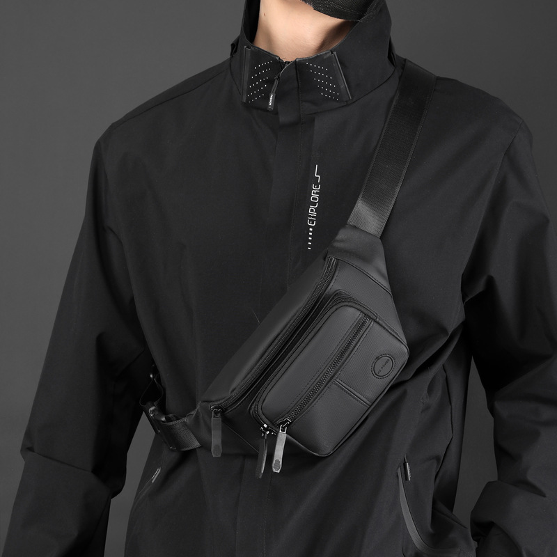 The new WEPOWER casual men's waist bag for outdoor travel and outings is a simple and fashionable single-shoulder crossbody bag Specification drawing
