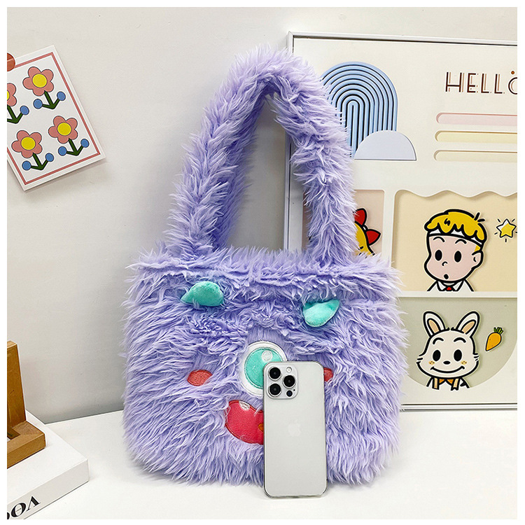 Plush toys, children's cartoon backpack, single-shoulder crossbody bag, girl's handbag, cute strawberry bear, Dingdang cat, versatile undefined