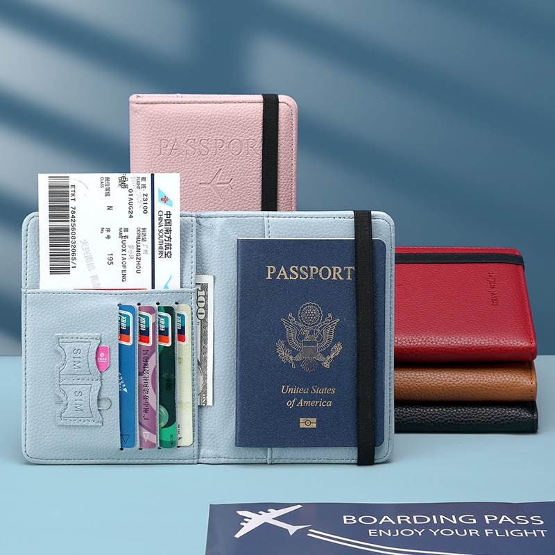 Wholesale of cross-border PU leather card case, passport holder, RFID passport case, Travelwallet multi-functional document bag details Picture