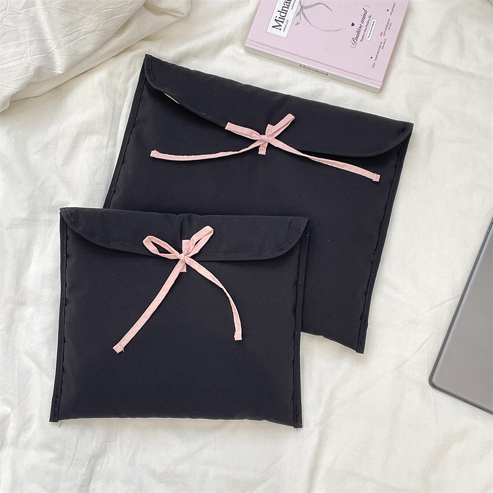 5321 New Korean-style cotton-padded computer bag with ballet bow inner liner, the same pink flat bag as ins details Picture