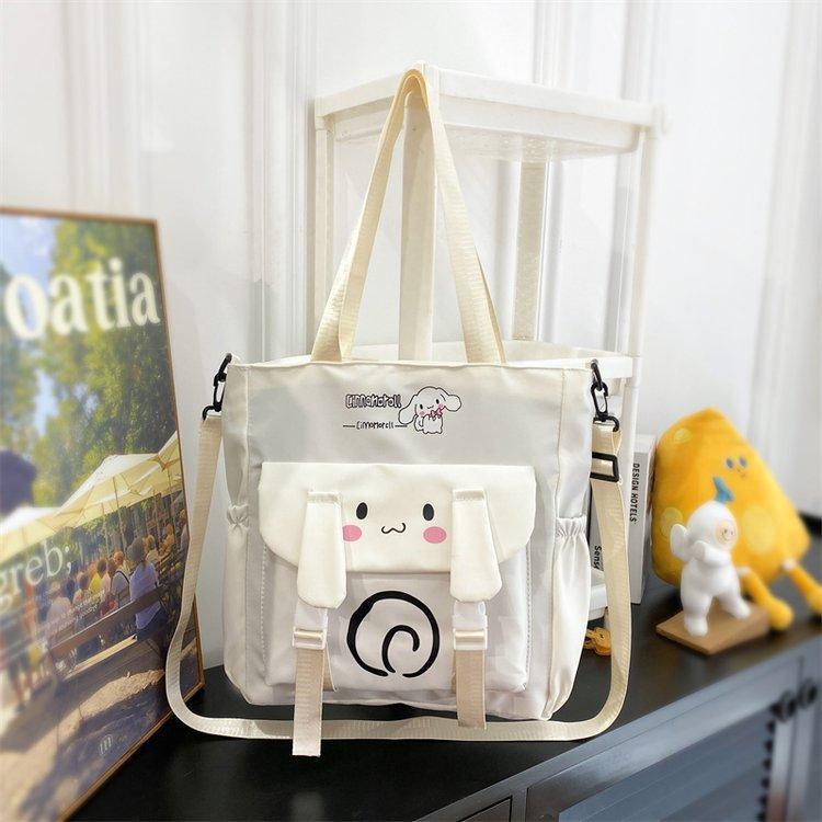 Foreign trade women's bag, large capacity bucket bag, 2024 new style nylon fabric cute cartoon dog shoulder bag, crossbody bag undefined