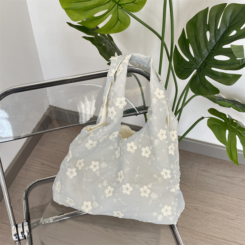 54212 New embroidered artistic and fresh fairy fabric bag, single-shoulder handbag, large-capacity commuting vest bag Specification drawing
