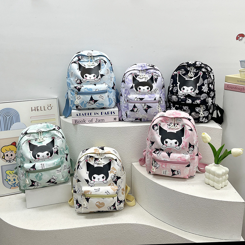 Kuromi Children's schoolbags for grades 1-3, cute boys and girls, large-capacity schoolbags with cartoon prints, kindergarten backpacks full figure