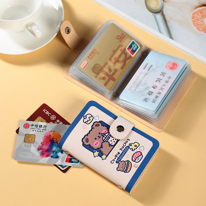 Wholesale of new pu card case with female printed logo, multi-slot buckle card case, advertising printed card holder and cartoon small card case Application Scenario