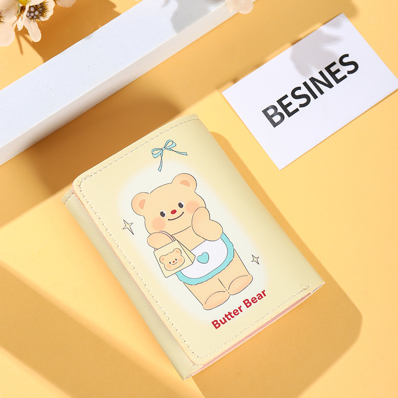 Butter Bear Cute Loose Mouth Wallet two-in-one, creative cartoon simple and individual mini bag for girls, portable bag details Picture