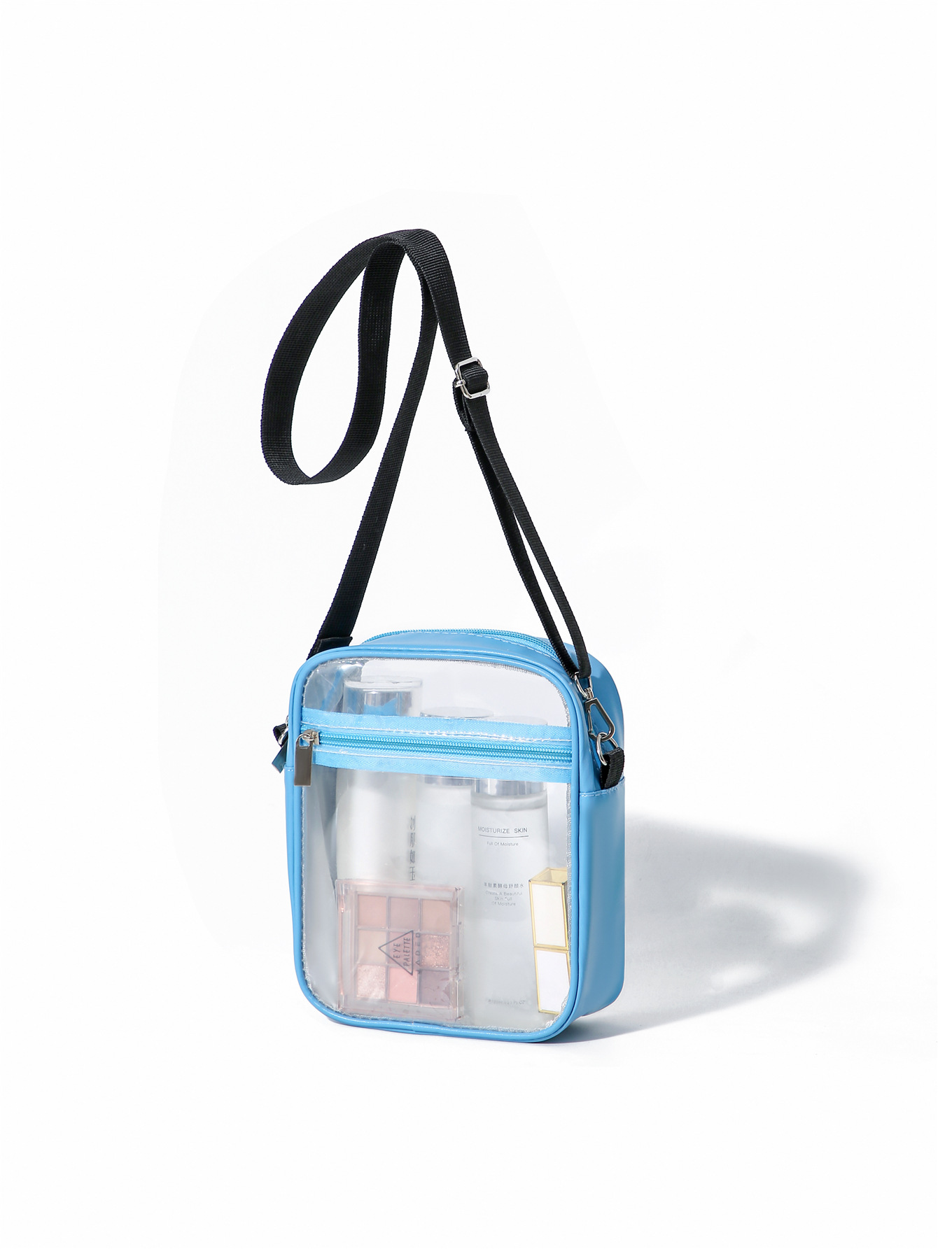 Cross-border transparent PVC single-shoulder crossbody bag, women's ins jelly bag, versatile and simple swimming bag, summer waterproof small square bag detail image 3