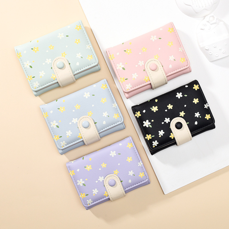 New Korean version PU simple and cute fruit student coin purse, cross-border fashionable printed short ladies' wallet card case details Picture